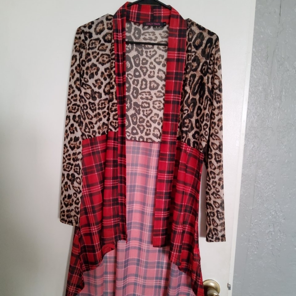 Kimono leopard and buffalo plaid
